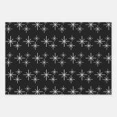 モダンクリスマスツリーズスノーフレーク白黒 ラッピングペーパーシート (正面)