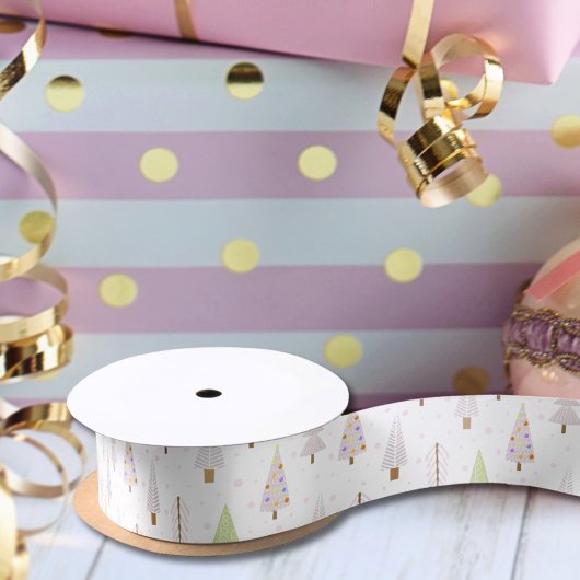 モダンクリスマスツリーズダスティバラピンク サテンリボン