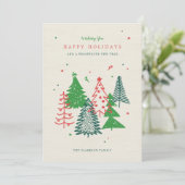 モダンクリスマスツリーズハッピーホリデー シーズンカード (スタンド正面)