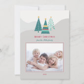 モダンクリスマスツリーズファミリークリスマスカード シーズンカード (正面)