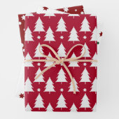 モダンクリスマスツリーズフェスティバル模様 ラッピングペーパーシート (インサイチュ)