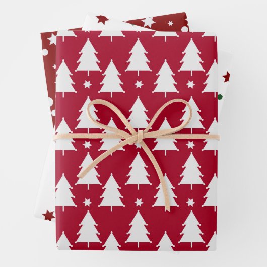 モダンクリスマスツリーズフェスティバル模様 ラッピングペーパーシート (インサイチュ)