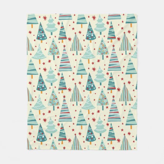 モダンクリスマスツリーズホリデーウィンターパターン フリースブランケット (正面)