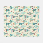 モダンクリスマスツリーズホリデーウィンターパターン フリースブランケット (正面(横))