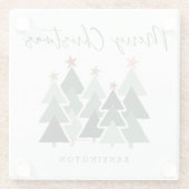 モダンクリスマスツリーズホリデー手書き ガラスコースター (裏面)