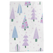 モダンクリスマスツリーズラベンダー抽象芸術パターン ミディアムペーパーバッグ (裏面)