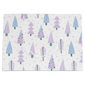 モダンクリスマスツリーズラベンダー抽象芸術パターン ラージペーパーバッグ (正面)