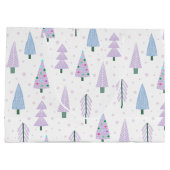 モダンクリスマスツリーズラベンダー抽象芸術パターン ラージペーパーバッグ (裏面)
