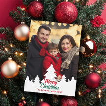 モダンクリスマスツリーズ家族写真赤