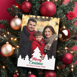 モダンクリスマスツリーズ家族写真赤 シーズンカード