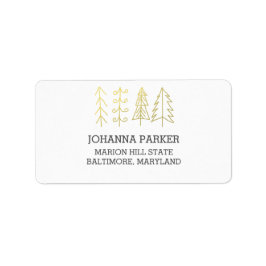 モダンクリスマスツリーズ金ゴールドホリデー ラベル