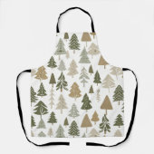 モダンクリスマスツリーセージオリーブ緑パターン エプロン (正面)
