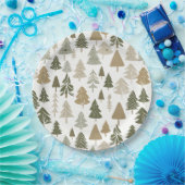 モダンクリスマスツリーセージオリーブ緑パターン ペーパープレート (パーティー)