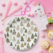 モダンクリスマスツリーセージオリーブ緑パターン ペーパープレート (パーティー)