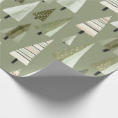 モダンクリスマスツリーセージ緑のパターン ラッピングペーパー (角)