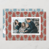 モダンクリスマスツリータイル枠4写真ハッピー シーズンカード (正面/裏面)