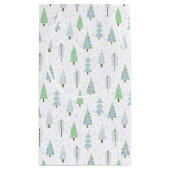 モダンクリスマスツリーハッピーホリデーズスクリプトブルー スモールペーパーバッグ (裏面)