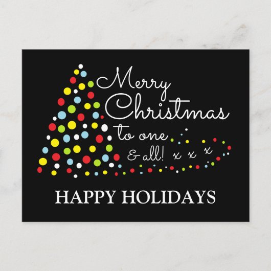 モダンクリスマスツリーハッピーホリデーズホリデーポスト シーズンポストカード (正面)
