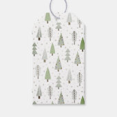 モダンクリスマスツリーパターンセージ緑 ギフトタグ (正面)