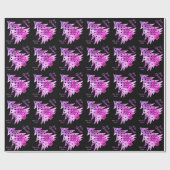 モダンクリスマスツリーパターン黒とピンク ラッピングペーパー (フラット)