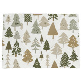 モダンクリスマスツリーパターン ラージペーパーバッグ (正面)