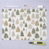 モダンクリスマスツリーパターン 薄葉紙 (クラフト)