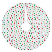 モダンクリスマスツリーパターン – 赤い緑と金ゴールド ブラッシュドポリエステルツリースカート (正面)