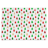 モダンクリスマスツリーパターン – 赤い緑と金ゴールド ラージペーパーバッグ (正面)