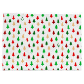 モダンクリスマスツリーパターン – 赤い緑と金ゴールド ラージペーパーバッグ (裏面)