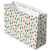 モダンクリスマスツリーパターン – 赤い緑と金ゴールド ラージペーパーバッグ (裏面アングル)