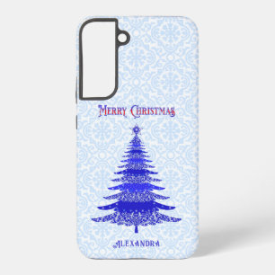 モダンクリスマスツリーパーソナライズされた青 SAMSUNG GALAXY S22+ケース