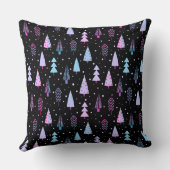 モダンクリスマスツリーパープルピンクブラック クッション (裏面)