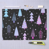 モダンクリスマスツリーパープルピンクブラック 薄葉紙 (クラフト)