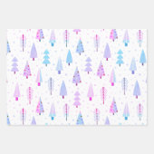 モダンクリスマスツリーパープルピンク ラッピングペーパーシート (正面)