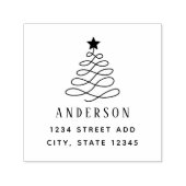 モダンクリスマスツリーファミリー名差出人住所 セルフインキングスタンプ (デザイン)