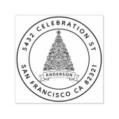 モダンクリスマスツリーファミリー名差出人住所 セルフインキングスタンプ (デザイン)