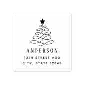 モダンクリスマスツリーファミリー名差出人住所 ラバースタンプ (インプリント)