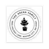 モダンクリスマスツリーファミリー差出人住所 セルフインキングスタンプ (デザイン)