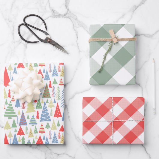 モダンクリスマスツリーファーム ラッピングペーパーシート (正面)