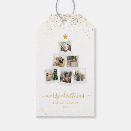 モダンクリスマスツリーフォトコラージュ ギフトタグ