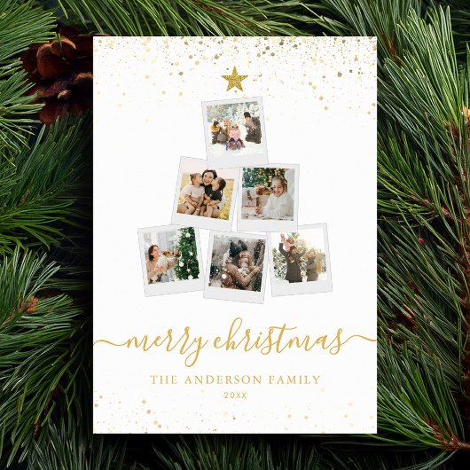 モダンクリスマスツリーフォトコラージュ シーズンカード