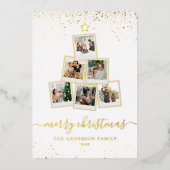 モダンクリスマスツリーフォトコラージュ 箔シーズンカード (正面)