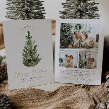 モダンクリスマスツリーフォトホリデーカード