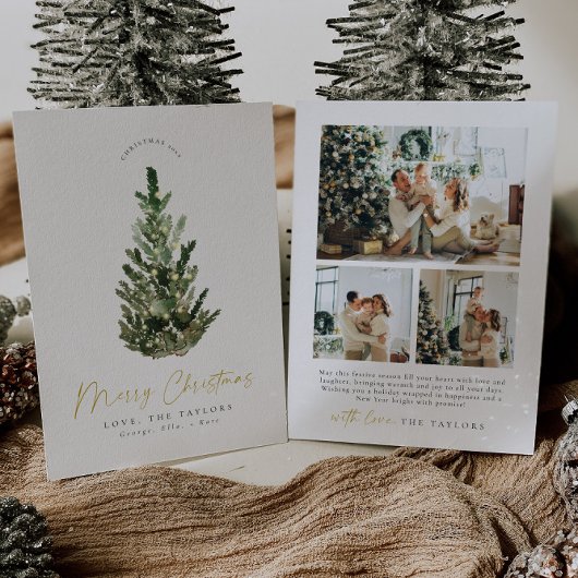 モダンクリスマスツリーフォトホリデーカード シーズンカード
