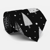 モダンクリスマスツリーブラックグレーパターン ネクタイ (ロール)