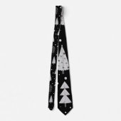 モダンクリスマスツリーブラックグレーパターン ネクタイ (裏面)