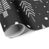 モダンクリスマスツリーブラックグレーパターン ラッピングペーパー (ロールコーナー)