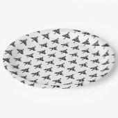 モダンクリスマスツリーブラック&ホワイトパーティー紙 ペーパープレート (アングル)