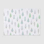 モダンクリスマスツリーブルーグリーンパターン 薄葉紙 (正面)