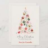 モダンクリスマスツリーホリデーカード – 可愛いシンプル シーズンカード (正面/裏面)